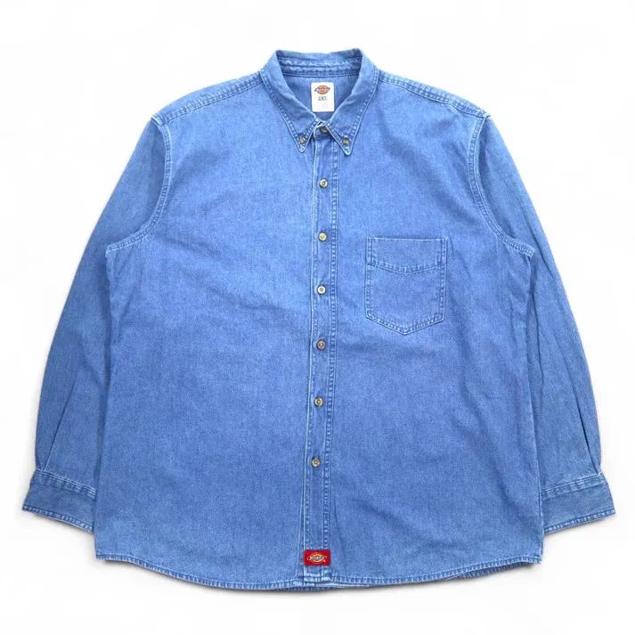 CAMISA MANGA LARGA PARA CABALLERO AZUL INDIGO LAVADO