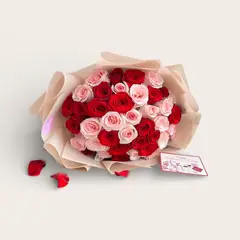 GENERICO - Ramo Love - 50 Rosas Rosada y Roja