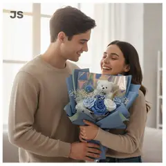 GENERICO - REGALO POR SAN VALENTÍN PAREJAS RAMO DE FLORES Y PELUCHE AMOR AMISTAD ETERNA