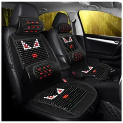 SKY - Cojín De Asiento Con Respaldar Y Riñonera Bolitas Elegante Negro