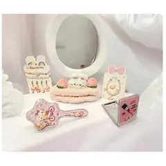 GENERICO - KIT DE SKINCARE & ACCESORIOS Vincha de Peluche + Espejo + Peine + Pulseras + Anillo