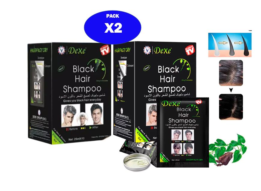 Pack X2 Tinte Shampoo Black Hair 25ml x10