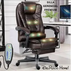 GENERICO - SILLA DE ESCRITORIO 7 MASAJEADOR GIRATORIO OFICINA GERENCIAL ERGONÓMICA RECLINABLE REPOSAPIES NEGRO