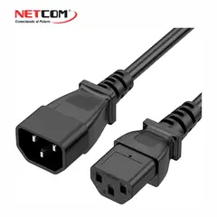 GENERICO - CABLE PODER UPS C13 - C14 OD: 10.5mm 3*14 AWG SOPORTE 220V 16AMP DE 1.80 MTS - NETCOM