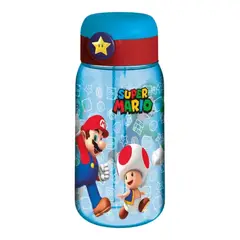 NINTENDO - Tomatodo Escolar Botella Con Cañita Mario Bros 510 ML