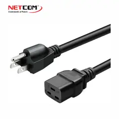 GENERICO - CABLE PODER NEMA 5-15P / C19 OD: 10.5mm 3*14 AWG SOPORTE 220V 16AMP DE 1.80 MTS - NETCOM