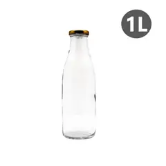 GENERICO - Botella de vidrio de 1L con tapa de metal