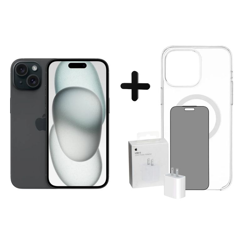 IPHONE 15 128GB - BLACK + CUBO + CASE + MICA