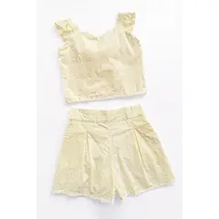 KIDS MASHMELO - Set de Blusa Escote Corazón y Short en Brodery