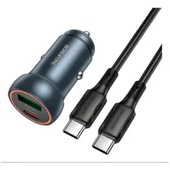 BOROFONE - Cargador de Auto BZ32A Carga Rápida PD 30W USB-C + USB-A Incluye Cable