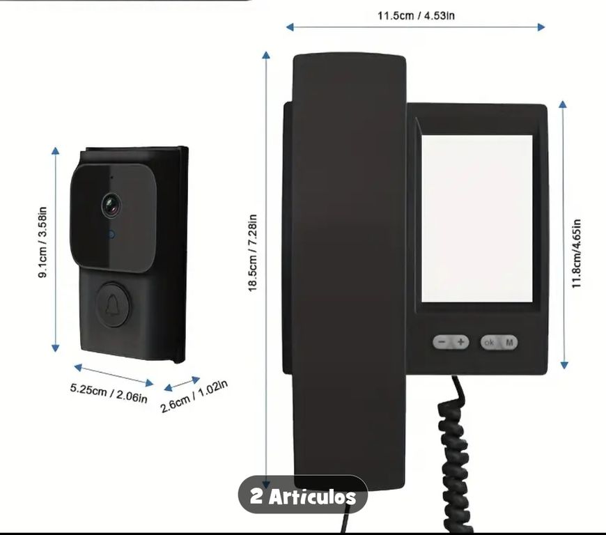 VIDEO PORTERO TIMBRE CON CAMARA INTELIGENTE COLOR NEGRO GRABA Y TOMA FOTOS