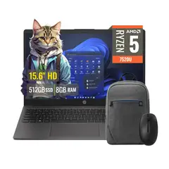HP - Laptop 255 G10 RYZEN 5 7520U Pantalla 15.6, RAM 8GB, SSD 512GB +Mochila y Mouse