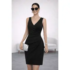 ANA RIVERO - Vestido Coctel con Corrugado