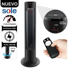 SOLE - Ventilador De Aire Torre SOLAIR018 con control Negro