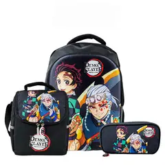 SCOOL - SET MOCHILA DEMON SLAYER OFICIO ESPALDA MAGIC LONCHERA CARTUCHERA REFORZADA