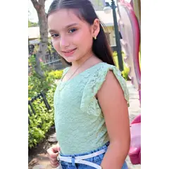 KIDS MASHMELO - Body de encaje manga recogida que forma lazo y escote redondo para niña