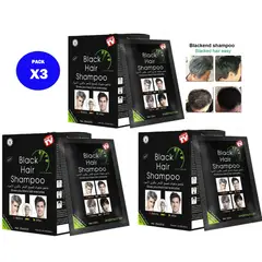 GENERICO - PACK X3 SHAMPOO TINTE NEGRO- CANAS-BARBA-BIGOTE X 10 SACHET