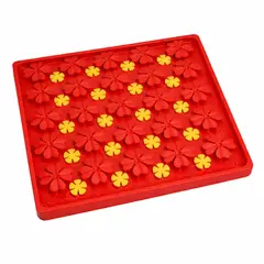 GENERICO - PLATO PARA MASCOTA LICK MAT - FLORES RECTANGULAR GRANDE ROJO