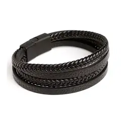 GENERICO - Pulsera para hombre casual tipo cuero black edition