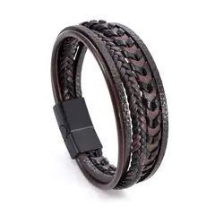 GENERICO - Pulsera para hombre casual tipo cuero brown edition2