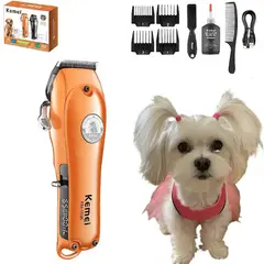 KEMEI - Cortadora Pelo Mascotas Dorado Km-1596 Recargable 6800rpm N