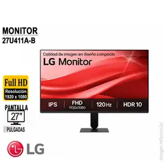 LG - Monitor 27 FHD IPS 120Hz HDMI/VGA Headphone-out