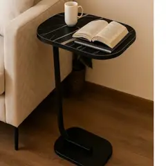 GENERICO - MESITA MULTIUSOS COLOR NEGRO MARMOLEADO