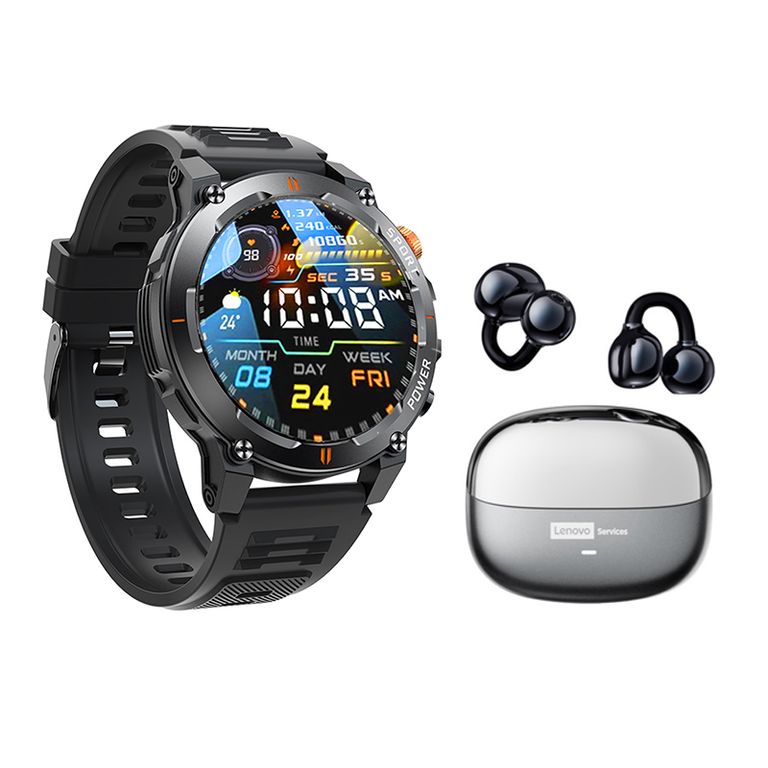 Reloj inteligente GT-R Negro Smartwatch y Audifonos LE06 Negro