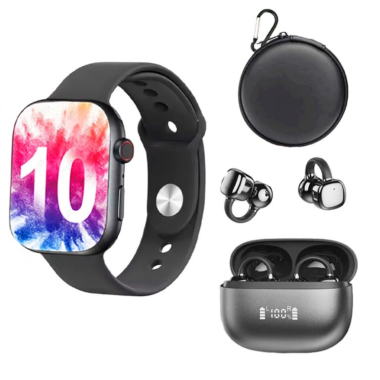 Audífonos RS119 Negro Bluetooth y S10 B Reloj inteligente Y Estuche