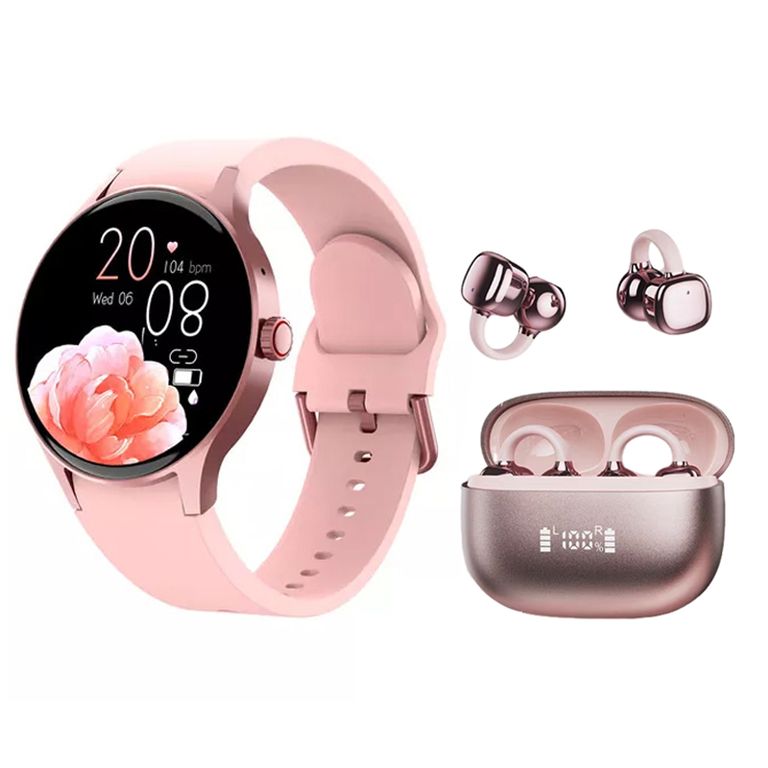Audifonos RS119 Rosa Bluetooth y Y80 reloj inteligente Rosa