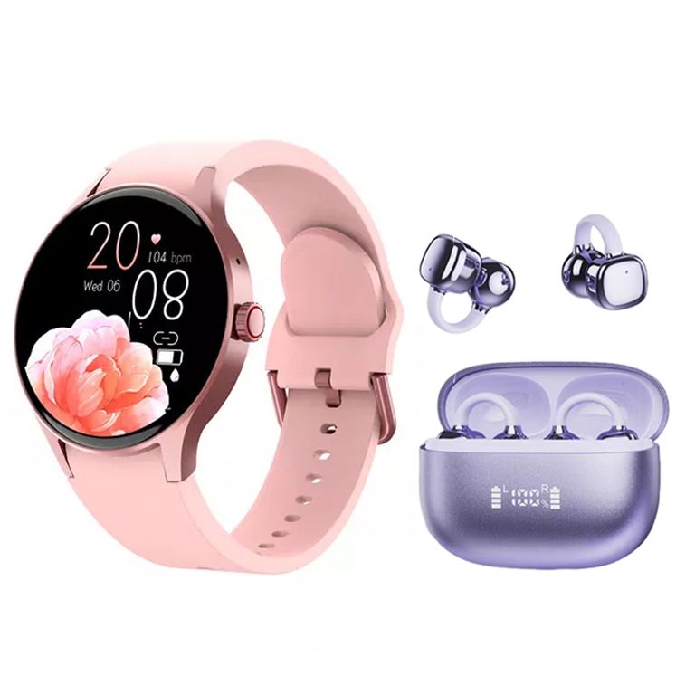 Audifonos RS119 Morado Bluetooth y Y80 reloj inteligente P
