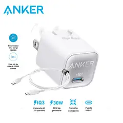 ANKER - CARGADOR DE PARED DE 30W PUERTOS USB-C - IQ3 + CABLE USB-C 60W