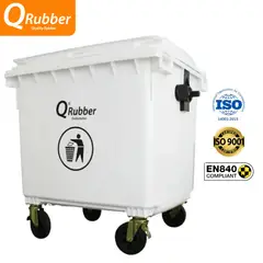 QRUBBER - Contenedor de plástico 1100 litros Blanco