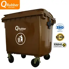 QRUBBER - Contenedor de plástico 1100 litros Marron