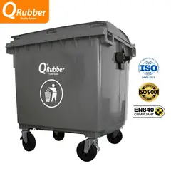 QRUBBER - Contenedor de plástico 1100 litros Plomo