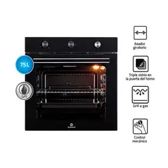 INDURAMA - Horno Empotrable HEI-75NGP 75L a Gas Negro