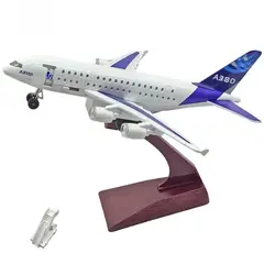 GENERICO - Avión comercial Airbus A380 a escala de colección de metal con Efectos de Iluminación