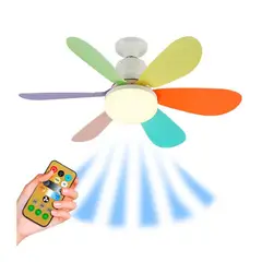CUBULL - Foco Ventilador 40W 52CM 3 Colores de Luz C/ Control y Pilas - Aspas de Colores