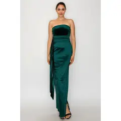 GENERICO - Vestido Largo Elegante Strapless Mujer con Pedrería