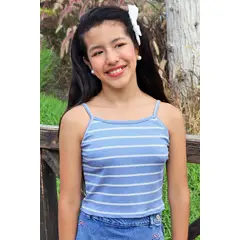 KIDS MASHMELO - Bividi con tirantes en tela Rib de algodón listada para niña