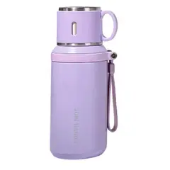 ICHIMATSU - Termo Térmico de Acero Inoxidable 600 ml Lila con Asa y Cinta - 10161063