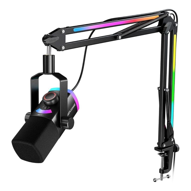 - Micrófono Ampligame AM8PROT XLRUSB Incluye Brazo - Negro