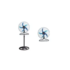 PREMIUM - Ventilador De 5 Aspas Silencioso 3 En 1 18 Pulgadas Metálico 10 Cm Negro Azul Metal 5