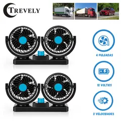 TREVELY - Pack 02 Ventiladores de carro Dual Oscilante 12 Voltios 4 Pulgadas (10cm)