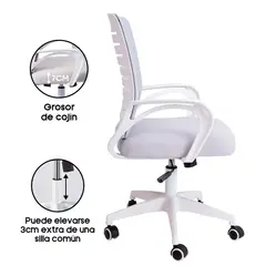 INIUS - Silla de Oficina Ergonómica Markiah con Respaldar Reforzable - Gris Claro
