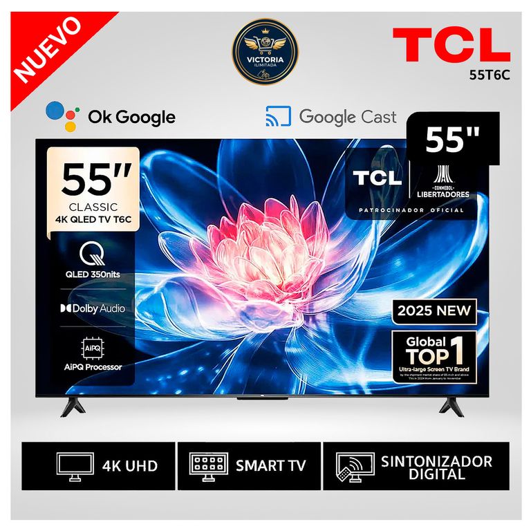 Televisor 55 QLED Smart UHD 4K Google Tv 55T6C Modelo Nuevo