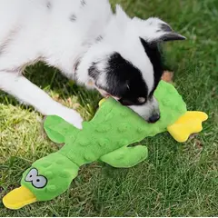 GENERICO - PELUCHE PARA MASCOTAS CON SONIDO - PATITO DE FELPA - VERDE