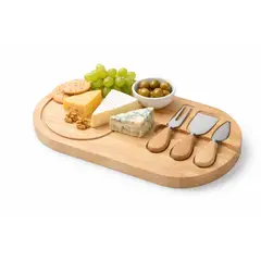 GENERICO - Set Tabla De Quesos Madera 35 Cm Con Cuchillos Acero Inoxidable