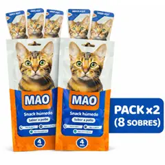 GENERICO - Snack Húmedo para Gatos MAO Sabor Pollo – Pack x 2 Paquetes