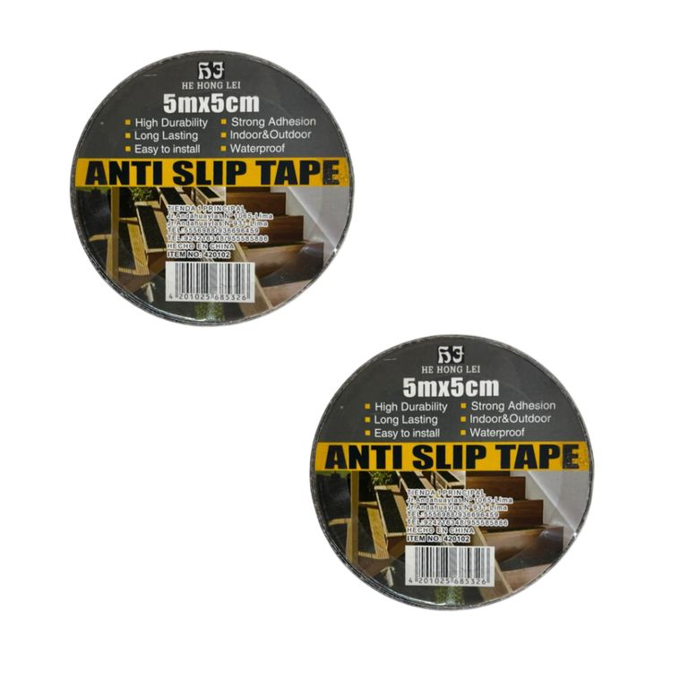 Pack x2 Cintas Antideslizante Negra de Poliéster 50mmx5m
